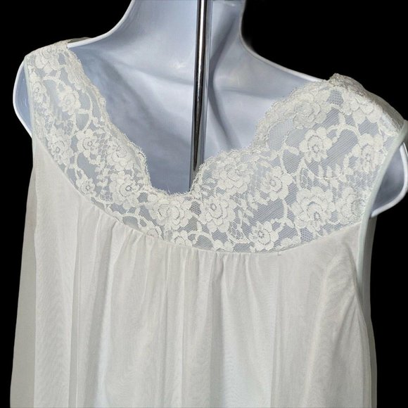 Vtg Vanity Fair Pale Blue Sheer Set Small Nylon Lace Chiffon 60s Robe Nightgown - Picture 5 of 9